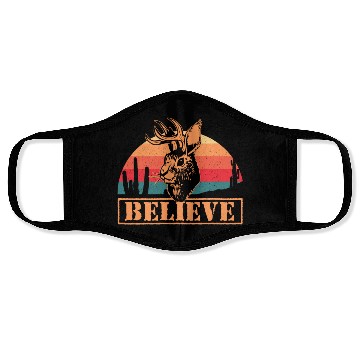 Discover Believe in Jackalope Mythical Animal Jackrabbit Face Masks