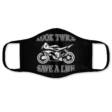 Discover Look Twice Save A Life Motorcycle Bike Safety Face Masks