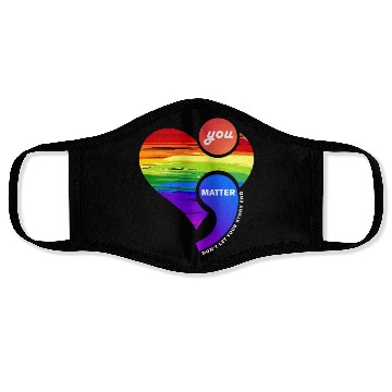 Discover Rainbow Heart Semicolon You Matter Face Masks