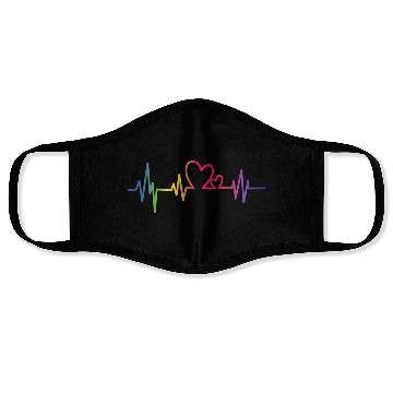Discover Pride Rainbow heart beat Face Masks