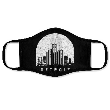 Discover Detroit Michigan Skyline Face Masks