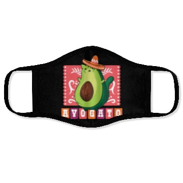 Discover AVOGATO " AVOCADO CAT MEXICAN " Face Masks