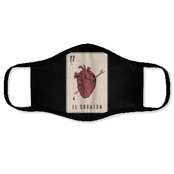 Discover El Corazon Mexican Loteria Face Masks