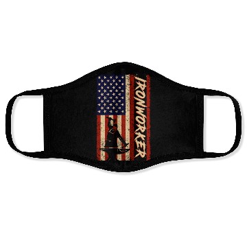 Discover US Flag Ironworker Independence labor Day Face Masks