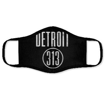 Discover Detroit 313 Area Code Vintage Face Masks