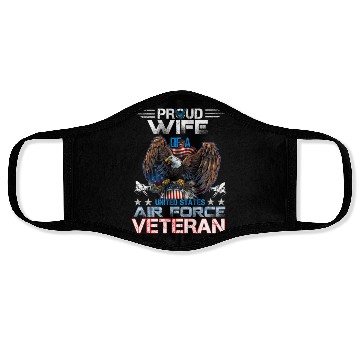 Discover Veteran-Proud Wife Of Us Air Force Veteran Patriot Face Masks