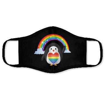 Discover LGBT Pride Heart Penguin Shiny Rainbow Face Masks