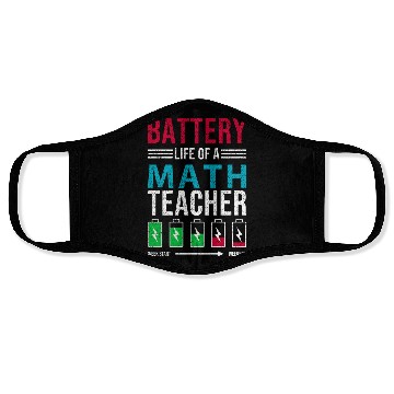 Discover Battery Life Of A Math Teacher, funny teacher Face Masks