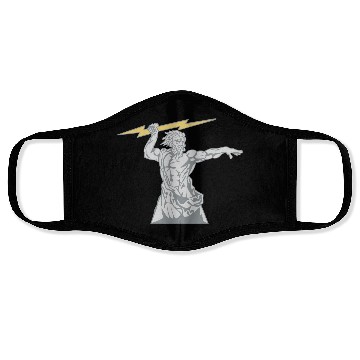 Discover Greek mythology Zeus lightning bolt silhouette Face Masks