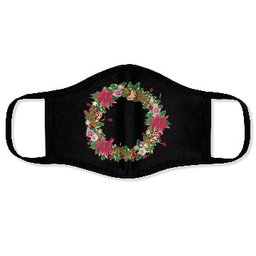 Discover classic Christmas wreath lavishly decorated Face Masks