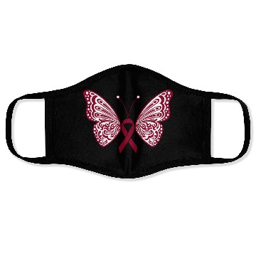 Discover Multiple Myeloma Burgundy Ribbon Butterfly Wings Face Masks