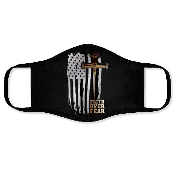 Discover Faith Over Fear Christian American Flag Face Masks