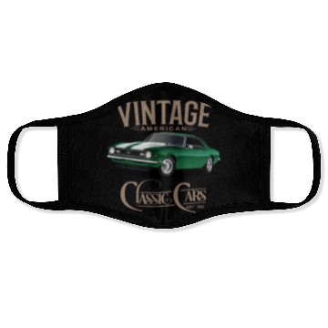 Discover Vintage Green Camaro Classic Car Face Masks