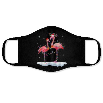 Discover Flamingo Christmas Tree Santa Hat Xmas Light Merry Face Masks