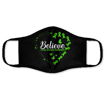Discover Green Butterfly Celiac Disease Awareness Face Masks