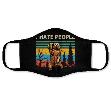 Discover I Hate People Bear Drinking Beer Vintage Face Masks