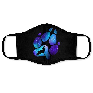 Discover Wolf Paw Galaxy Wild Lone Wolves Double Exposure Face Masks