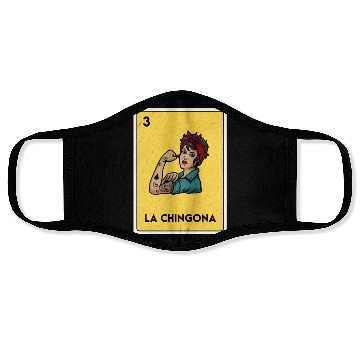 Discover La Chingona Mexican Lottery Bingo Game Card Player Face Masks
