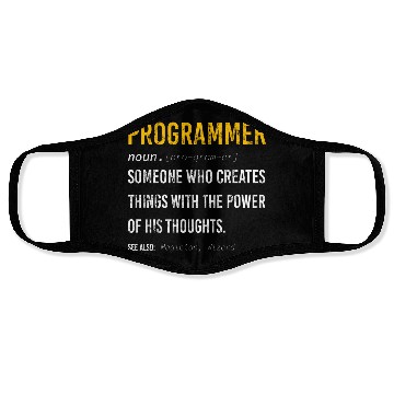 Discover dev programmer funny definition power of thoughts Face Masks