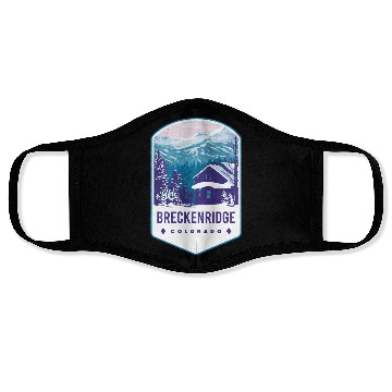 Discover Breckenridge Colorado Ski Badge Face Masks