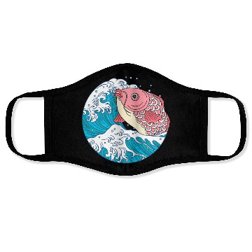 Discover Japanese Koi Fish Great Kanagawa Wave Face Masks