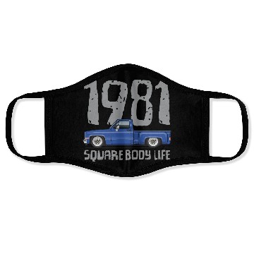 Discover 1981 Square Body Life Bright Blue Face Masks