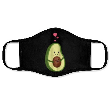 Discover Pregnant Avocado Mom Family Baby Announcement Face Masks