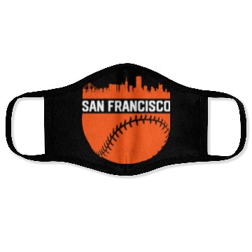 Discover Vintage Downtown San Francisco Cali Skyline Baseba Face Masks