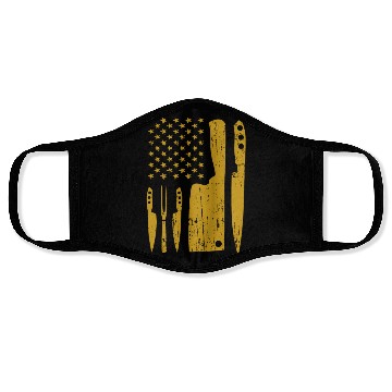 Discover Chef Yellow Knife US Flag Face Masks