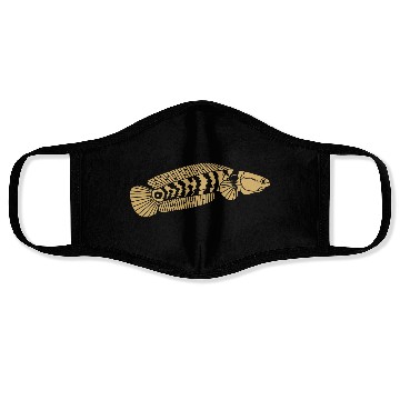 Discover black and gold channa snakehead fish illustrations Face Masks