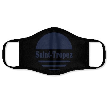 Discover Saint Tropez - Navy Retro Sun Aesthetic Face Masks