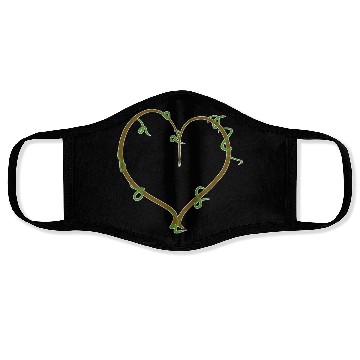 Discover brown heart nature green line icon Face Masks