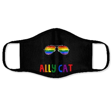 Discover Ally Cat LGBT Gay Rainbow Pride Flag Face Masks
