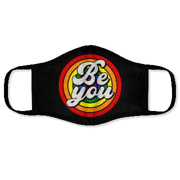Discover Be You Pride LGBTQ Gay Ally Rainbow Retro Vintage Face Masks