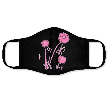 Discover flowers pink butterfly nature heart Face Masks