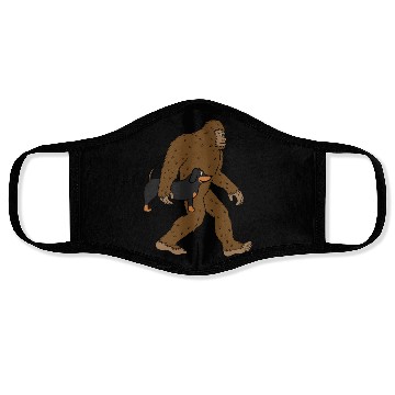 Discover Bigfoot Sasquatch Carrying Dachshund Face Masks