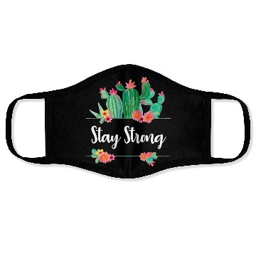Discover Stay Strong Quote Flower Cactus Ladies Girls Fun Face Masks