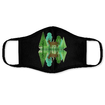 Discover Forest deer reflection Face Masks
