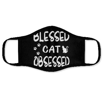 Discover blessed cat obsessed Face Masks