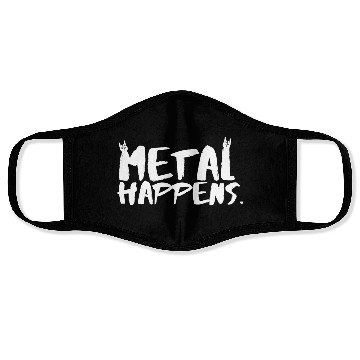 Discover METAL Happens with Devil Horns Finger Gesture Face Masks