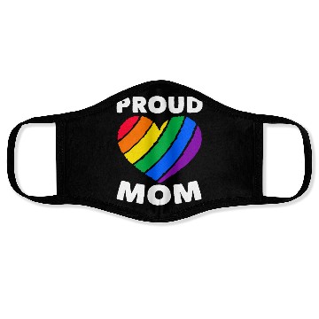 Discover Proud Mom Colorful Heart LGBTQ Rainbow Flag Face Masks