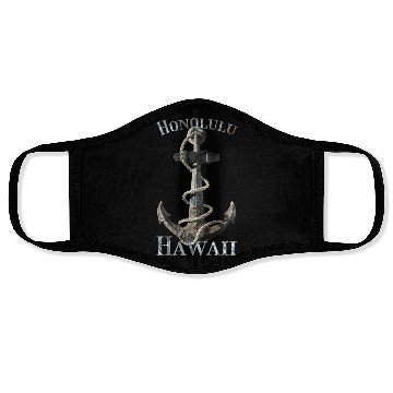 Discover Honolulu Hawaii Nautical Anchor Sailing Face Masks