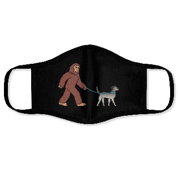 Discover Bigfoot Sasquatch Walking Irish Wolfhound Face Masks