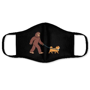 Discover Bigfoot Sasquatch Walking Pomeranian Face Masks