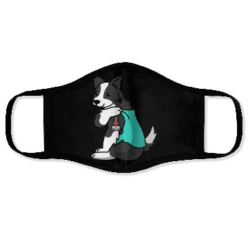 Discover I Love Mom Tattoo Border Collie Face Masks