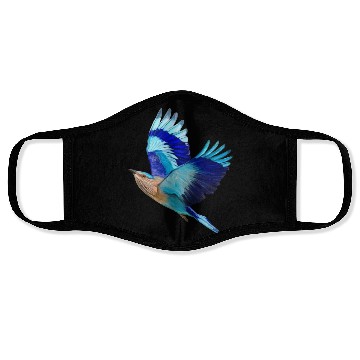 Discover Flying Blue Indian Roller Bird Face Masks