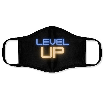 Discover Black Level Up Neon Typography Face Masks