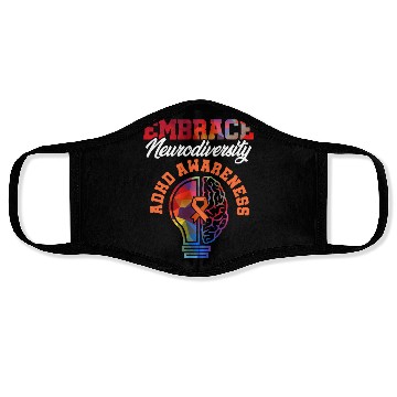 Discover ADHD Awareness Embrace Attention Deficit Warrior Face Masks