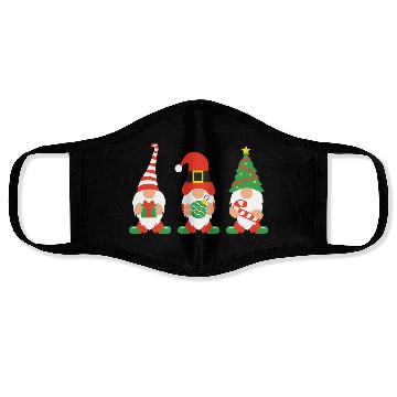 Discover Christmas Gnomes with candy cane, gift Face Masks