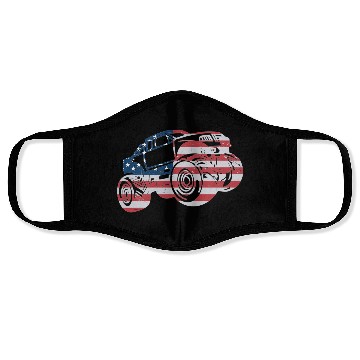 Discover Monster Truck American Flag Racing USA Patriotic Face Masks